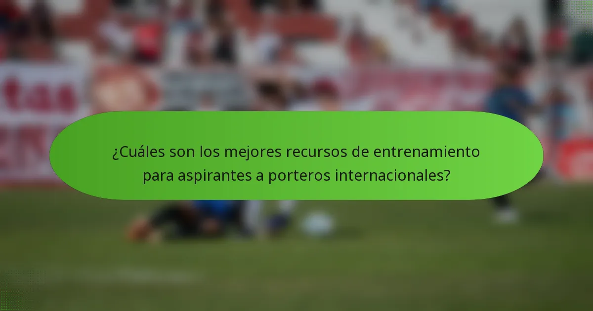 ¿Cuáles son los mejores recursos de entrenamiento para aspirantes a porteros internacionales?