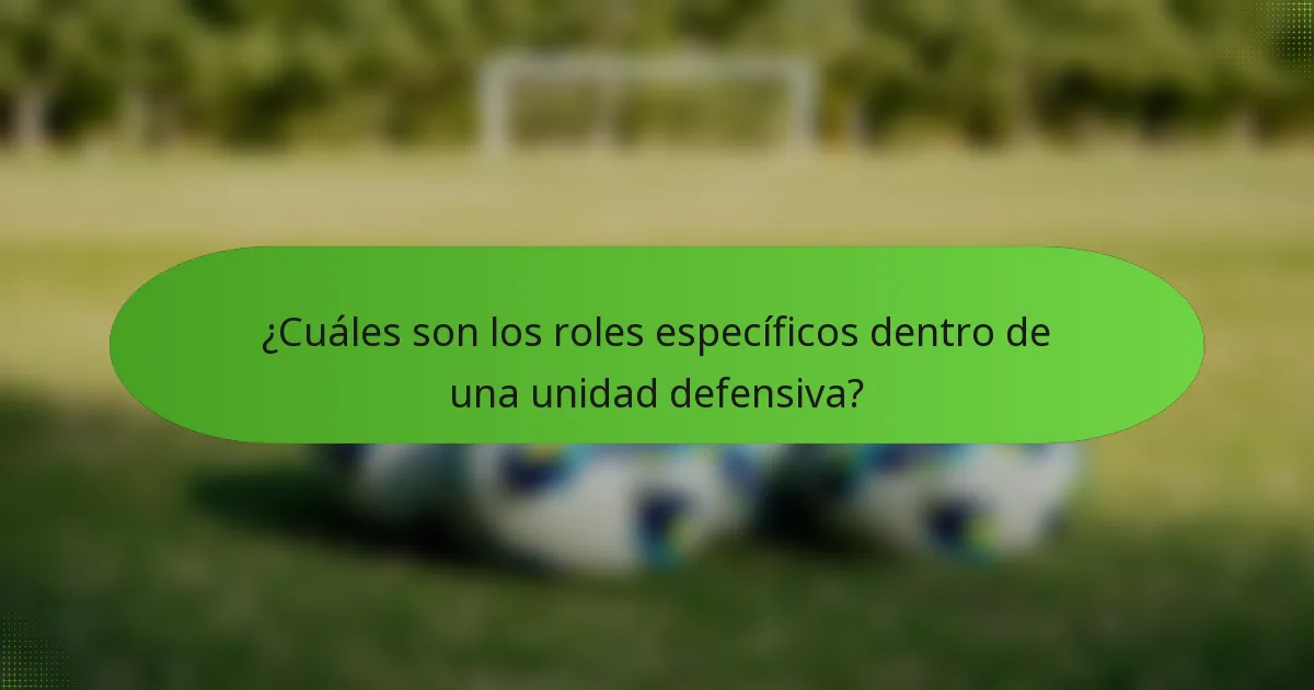 ¿Cuáles son los roles específicos dentro de una unidad defensiva?